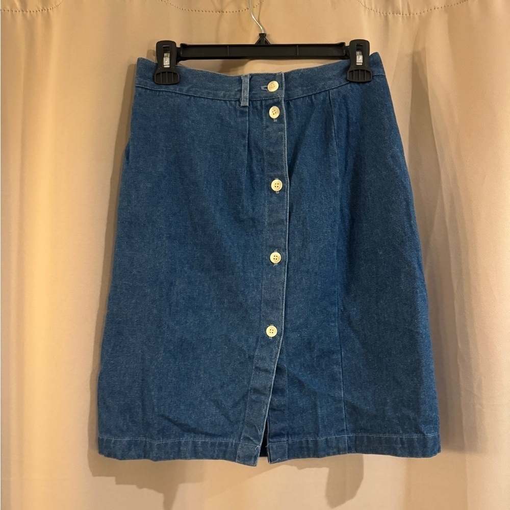 Vintage Hill Country Blue Denim Button-Front Skirt